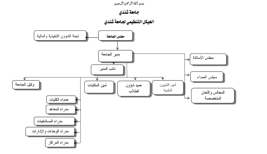 جامعة شندي - الهيكل الإداري